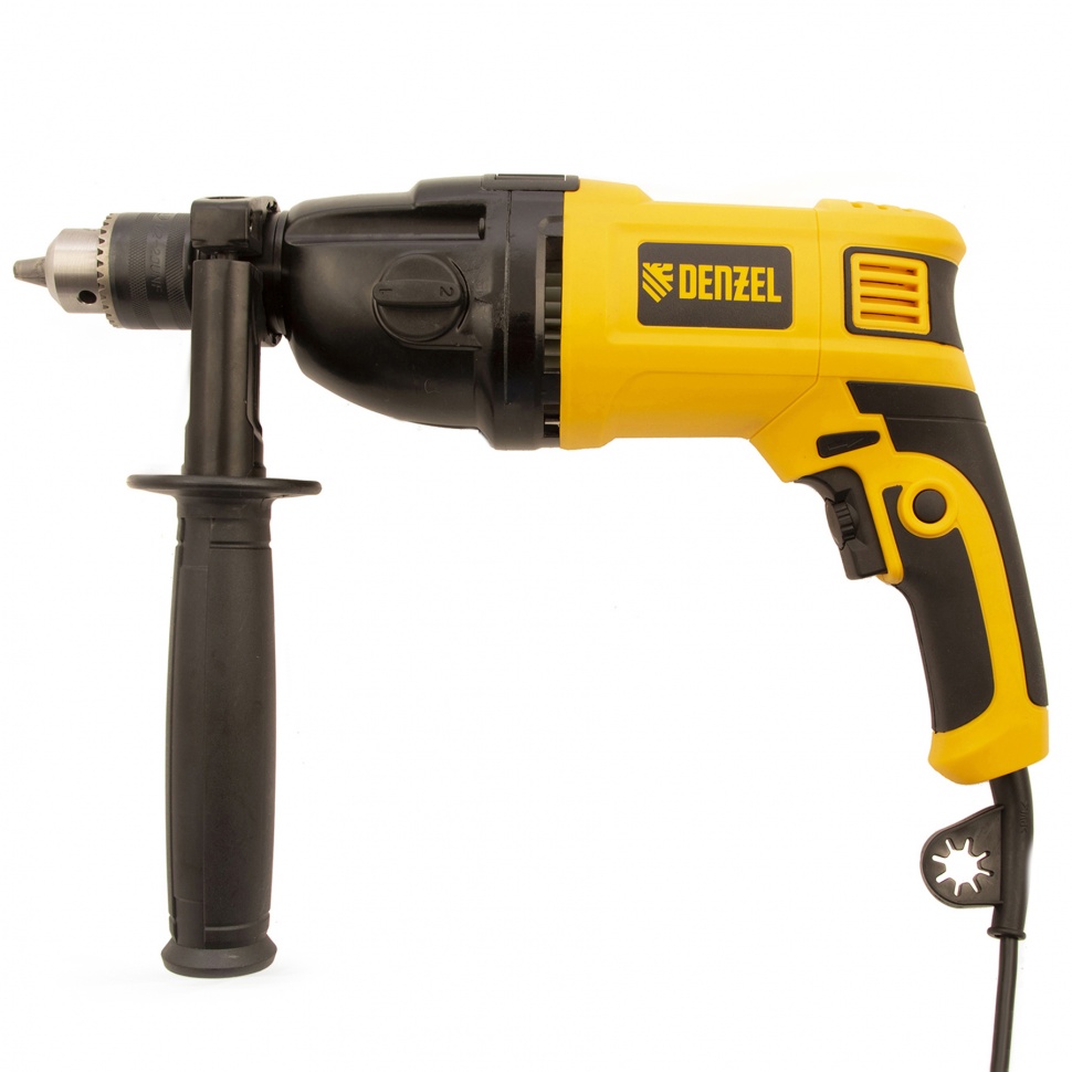 Дрель ударная ID-1050-2, 1050 Вт, 0-3000/0-1100 об/мин, 0-48000/0-17600 уд/мин, 2 скорости Denzel