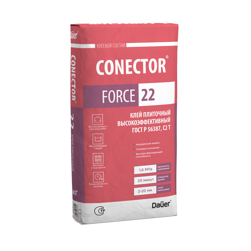CONECTOR FORCE 22 Клей плиточный высокоэффективный 25 кг