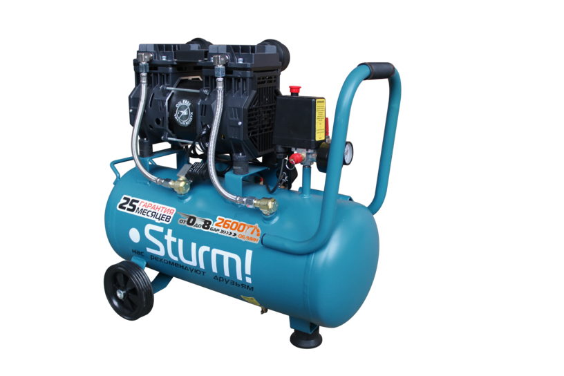 AC93250OL Компрессор воздуш.безмасл.Sturm! 1,5кВт, 240л/мин, ресивер 50л,  бесшум.,"профи"